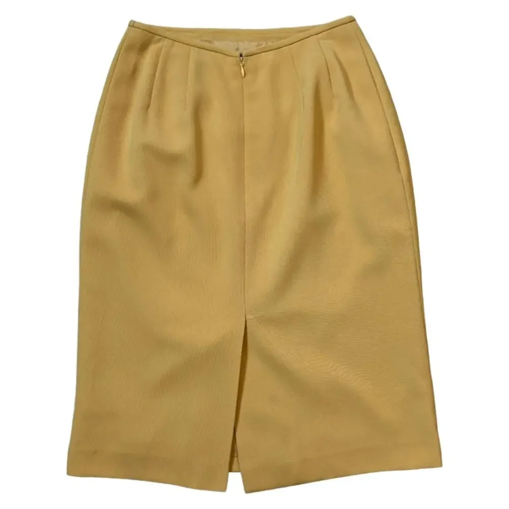 Golden Yellow Ribbed Pencil Skirt - Size 4